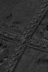 Black Floral Pattern Lace-Up Zippered Women's Gothic Waist Corset - Product - 17
