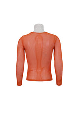 Orange Elasticity High Neck Long Sleeve Mesh Men's Gothic T-Shirt - Product - 8