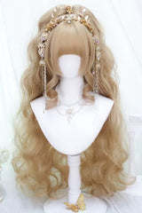 Creamy Gold Soft Waves with Light Airy Bangs Twin-Tail Wig Set - Product - 2