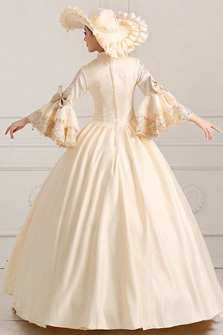 Trumpet Sleeves Single Breasted High Waisted Bowknot Ruffled Victorian Lolita Prom Dress - Product - 3