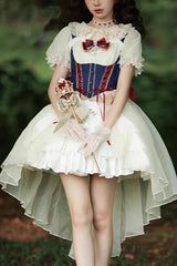 White/Blue Gorgeous White Snow Princess Short Sleeves Sweet Lolita Dress - White/Blue - 1