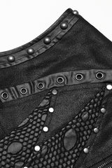 Black Stand Collar Stitching Mesh Men's Punk Vest - Product - 6