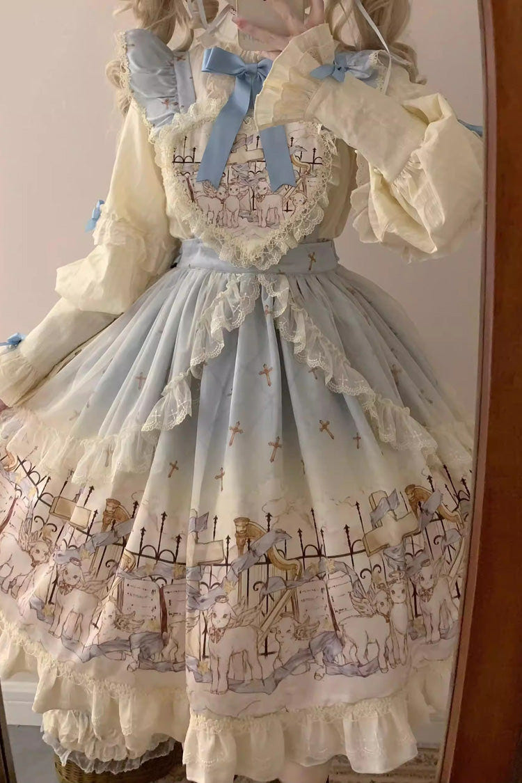[Angel Lamb] Printed Ruffled Bow Sweet Lolita Skirt 3 Colors - Product - 8
