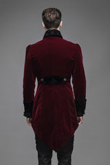 Wine Formal Party Turn Down Collar Long Sleeves Mens Gothic Swallowtail Coat - Product - 6