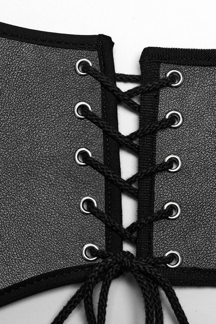 Black Lace-Up Double-buckle Men's Punk Girdle - Product - 6