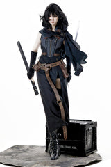 Black/Grey [Phantom of the Night] Sleeveless Lace-Up Fashion Gothic Punk Lolita Dress - Product - 12
