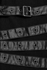 Black Round Collar Multi-Buckles Straps Faux Leather Men's Punk Jacket - Product - 8