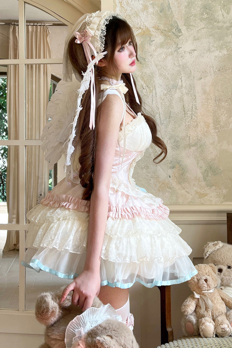 Pink [Dream Girl] Multi-Layered Ruffle Bowknot Lace Ballet Sweet Lolita Dress - Product - 11