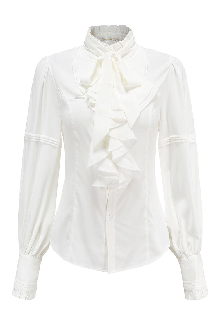 Original Retro Immortal Endless Promise Lace Bow Ouji Lolita Blouse - White - 2