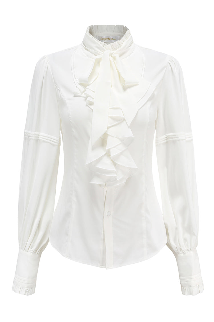 Original Retro Immortal Endless Promise Lace Bow Ouji Lolita Blouse - White - 2