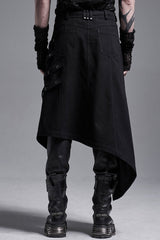 Black Rings Irregular Men's Gothic Skirt with Belts - Product - 3