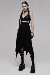 Black Metal Ring Buckle Backless Women's Punk Corset - Product - 4