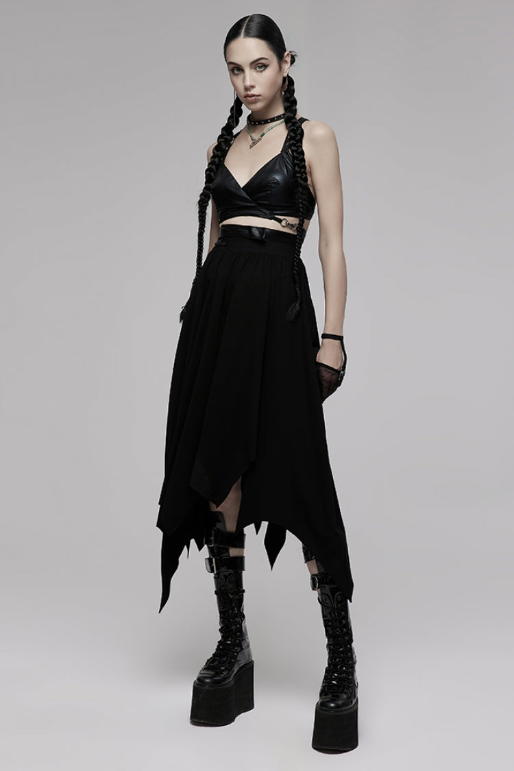 Black Metal Ring Buckle Backless Women's Punk Corset - Product - 4
