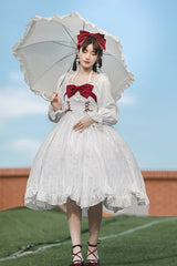 White Roman Covenant Boat Neck Long Sleeves Ruffle Classic Lolita Dress - Product - 3
