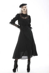 Black Ruffled Floral Embroidered Lace-Up Women's Gothic Corset - Product - 8