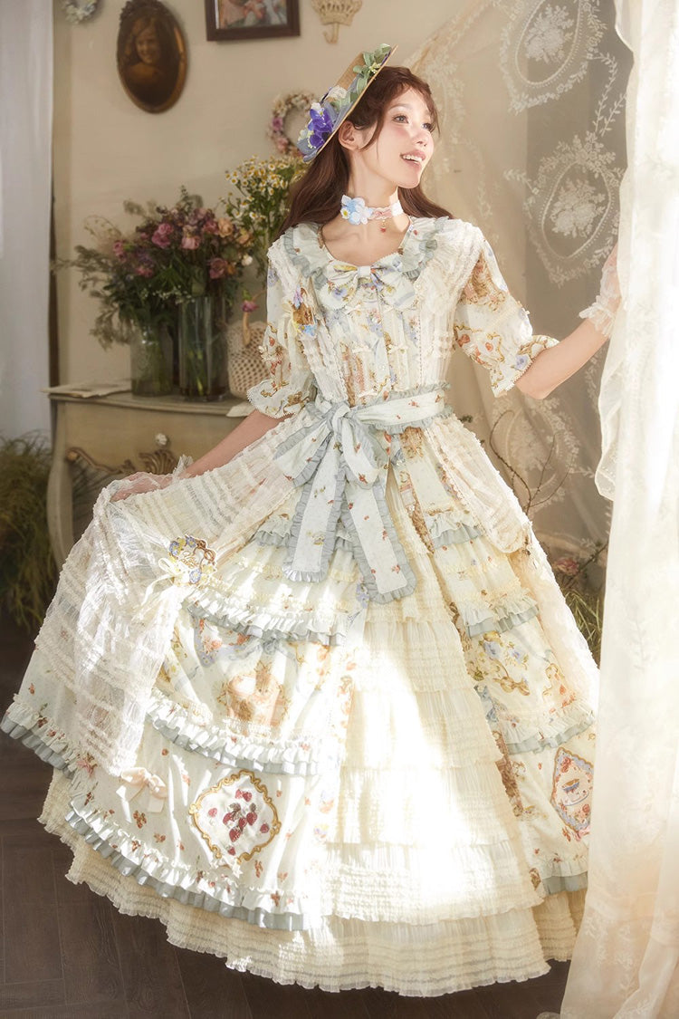 Cat Rose Tea Multi-layer Ruffle Sweet Lolita Skirt 3 Colors - Product - 6