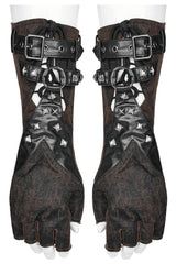 Rivets Print Lace-Up Men's Steampunk Gloves 2 Colors - Product - 14