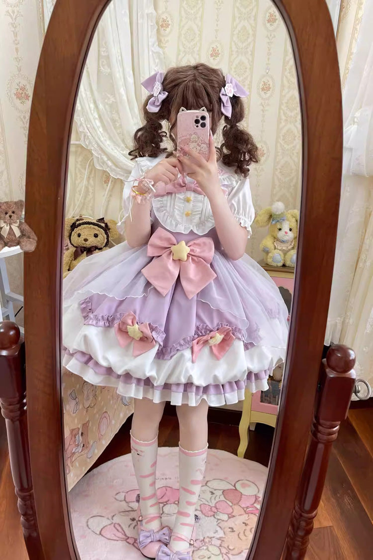 Little Wishing Star Ruffle Bowknot Bud Sweet Lolita Jsk Dress 5 Colors - Product - 16