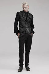 Men's V Collar Sleeveless Print Luxury Gem Four Button Stitching Gothic Vest 2 Colors - Product - 5