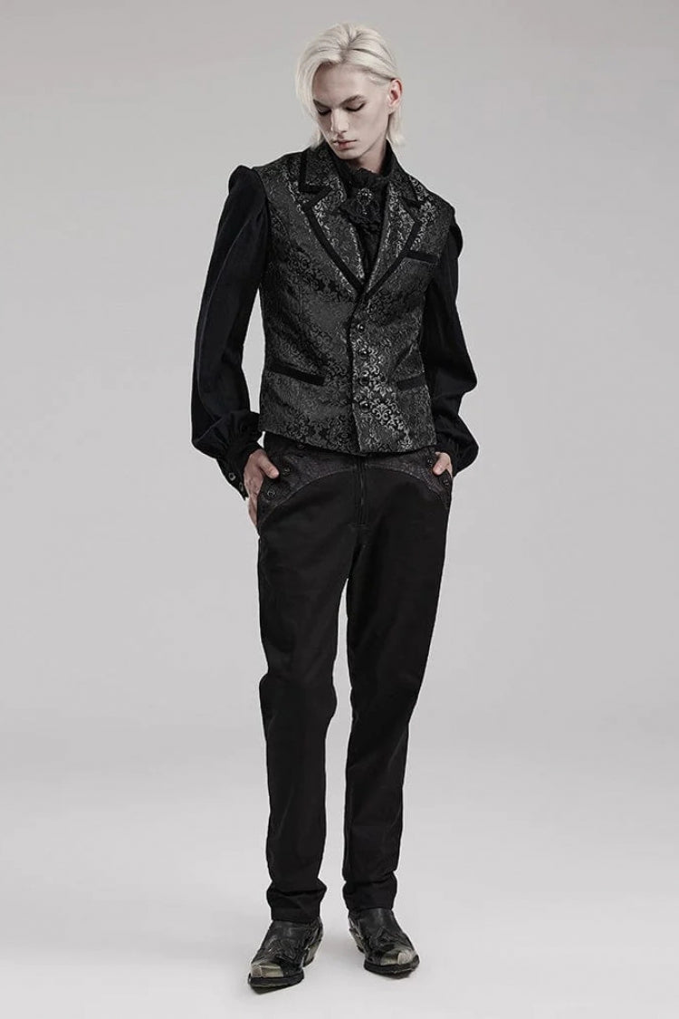 Men's V Collar Sleeveless Print Luxury Gem Four Button Stitching Gothic Vest 2 Colors - Product - 5