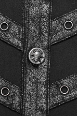 Black Hollow Hole Stitching Mens Steampunk Blouse - Product - 9