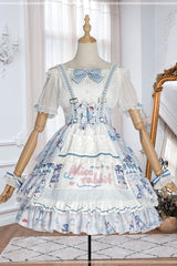 Blue Alice Rabbit Print Multi Layer Design Sweet Lolita JSK Dress - Product - 6