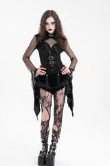 Black Plumed Ruffle Mesh Women's Gothic Shorts - Product - 2
