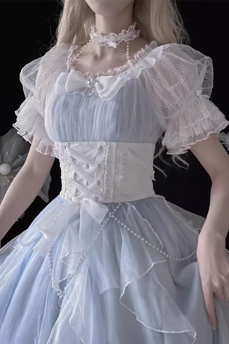 Blue Short Sleeves Ruffle Hanayome Sweet Mermaid Princess Lolita Dress - Product - 7