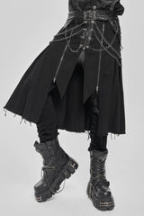 Black Buckle Chain Eyelet Men's Punk Skirt - Product - 3