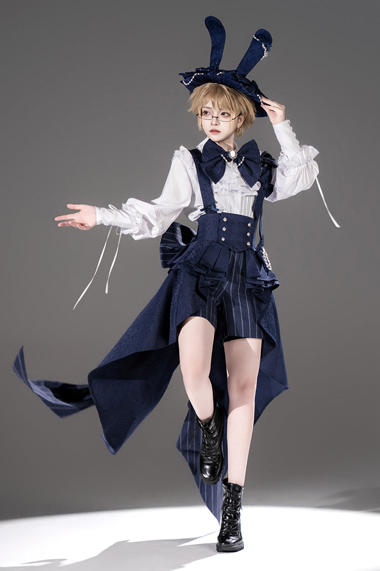 Blue Rabbit Theater Vertical Stripes Print Ouji Fashion Sweet Prince Cool Lolita Shorts - Product - 9