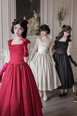 Red [With Love] Square Collar Sleeveless Fishbone Vintage Elegant Lolita Jsk Dress Set - Product - 8