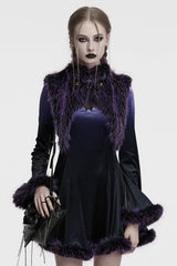 Violet Stand Collar Sleeveless Gradient Faux Fur Women's Gothic Cape - Violet - 1