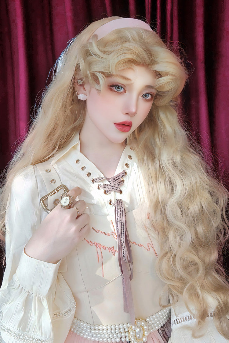 Golden [Barbie] Vintage Elegant Fluffy Wool Curl Lolita Wig - Golden - 1