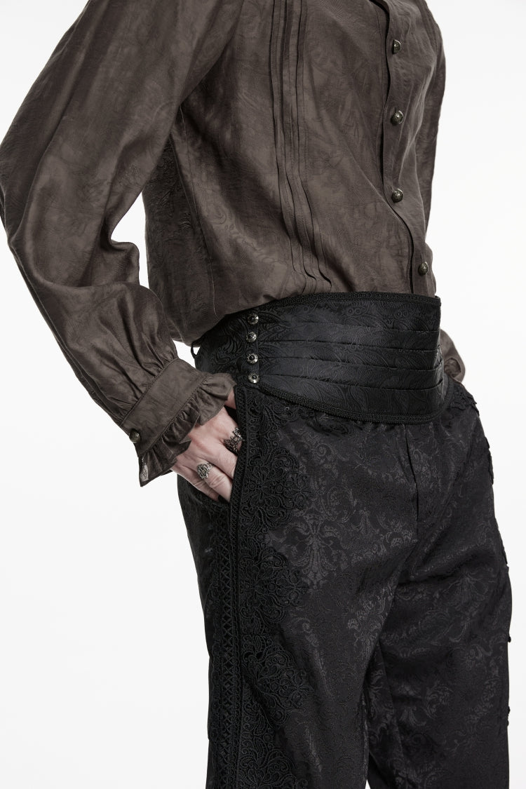 Black Embroidered Pleated Men's Gothic Accessory - Product - 8