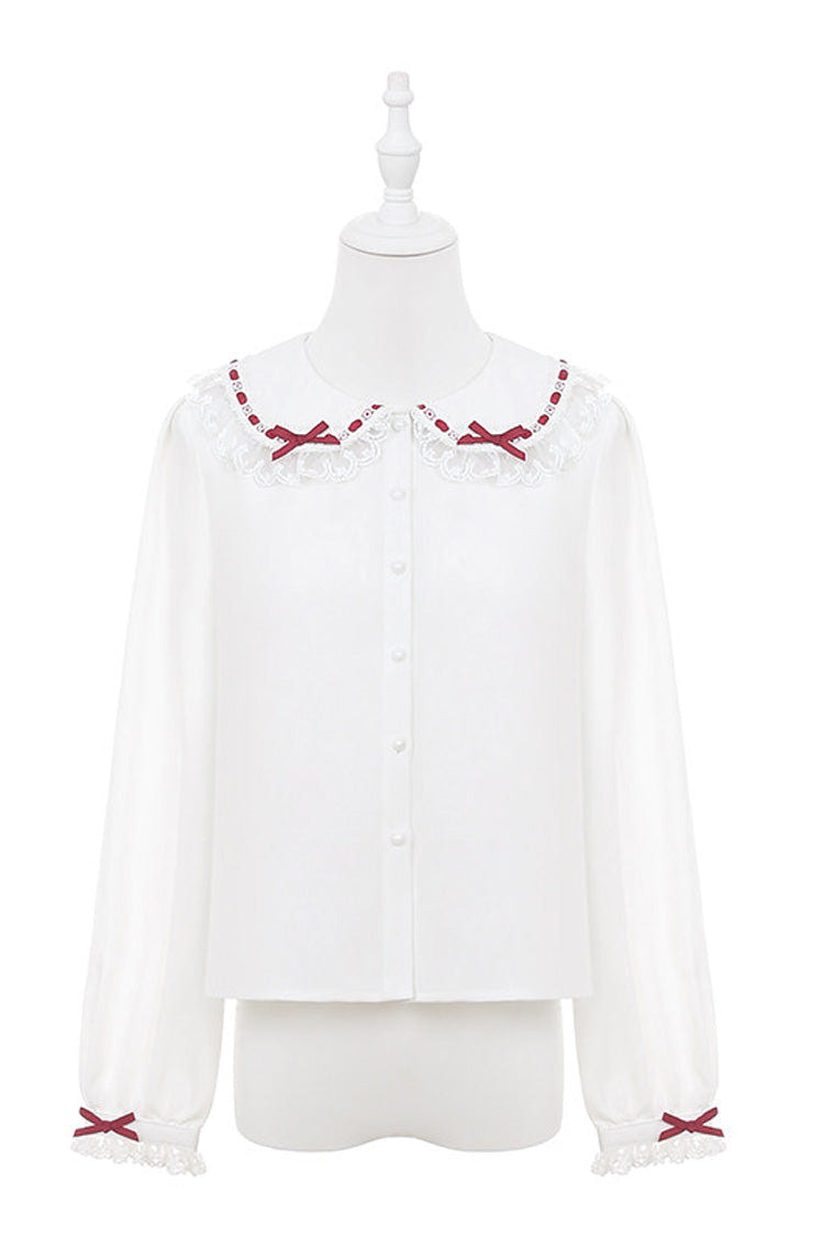 Red [Christmas Velvet Cake] Triple-Layered Printed Ruffled Bow Lace-Up Gothic Elegant Lolita Jsk Dress - Blouse - 31