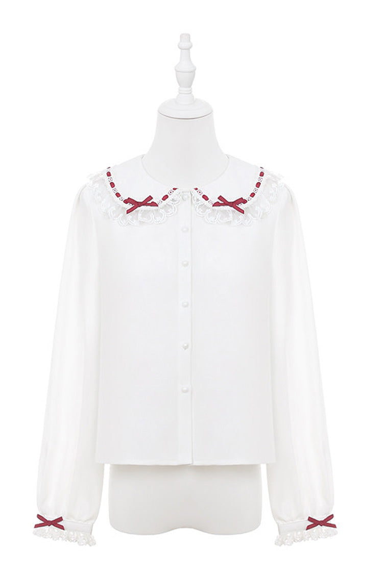 Red [Christmas Velvet Cake] Triple-Layered Printed Ruffled Bow Lace-Up Gothic Elegant Lolita Jsk Dress - Blouse - 31