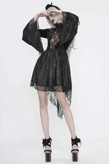 Black Chest Embroidered Beaded Off Shoulder Womens Gothic Dress - Product - 3