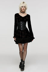 Black Print Leather Hollow Stitching Mesh Women's Gothic Corset - Product - 4