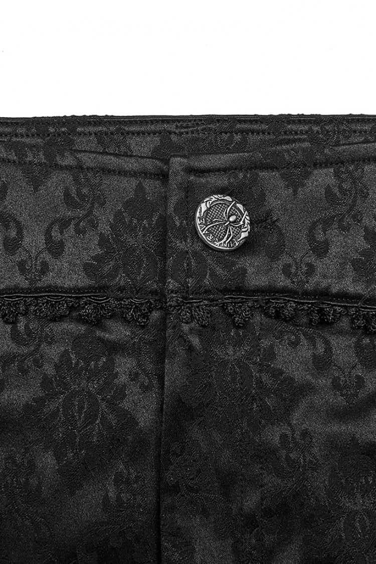 Black Jacquard 3D Print Lace Men's Gothic Pants - Product - 5
