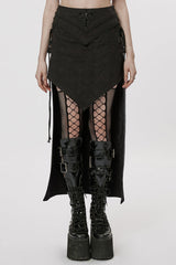 Black Jacquard Butterfly Embroidery Lace Irregular Women's Steampunk Skirt - Black - 1