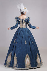 Long Sleeves High Waisted Hollow Embroidery Print Victorian Lolita Prom Dress - Product - 5