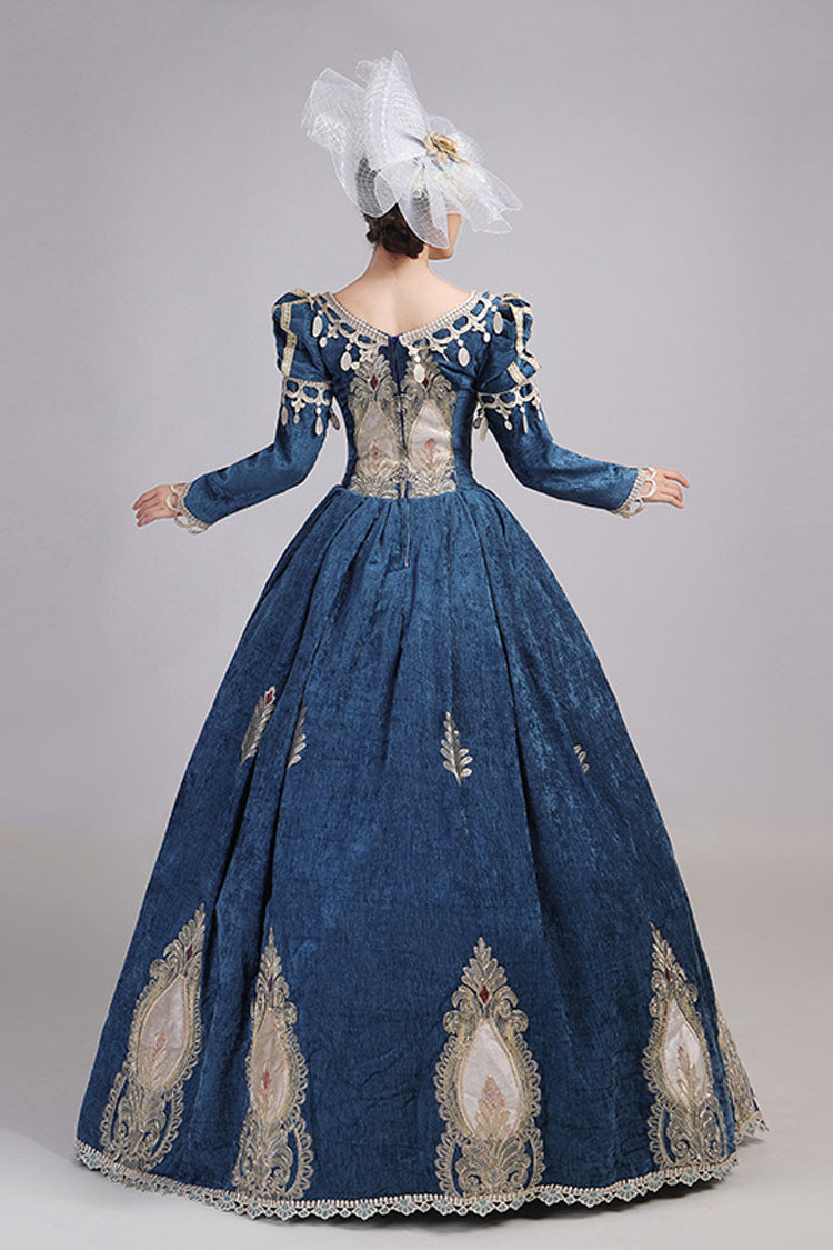 Long Sleeves High Waisted Hollow Embroidery Print Victorian Lolita Prom Dress - Product - 5