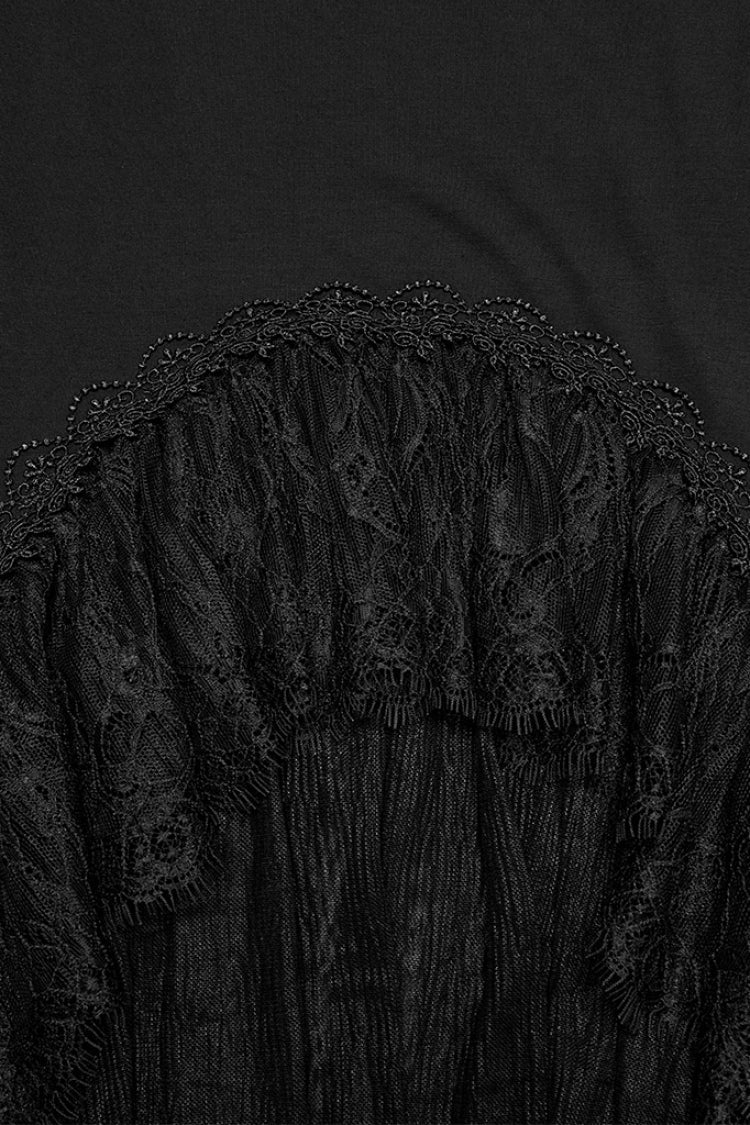 Black Ruffle Stitching Lace Women's Gothic Fishtail Skirt - Product - 5