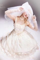 Ivory [Swan Castle] Ruffle Bowknot Lace Sweet Elegant Gorgeous Lolita Jsk Long Dress - Product - 8