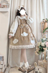 [Winter Clouds Clear Up] Long Sleeves Ruffle Bowknot Lace Sweet Lolita Dress 2 Colors - Product - 9