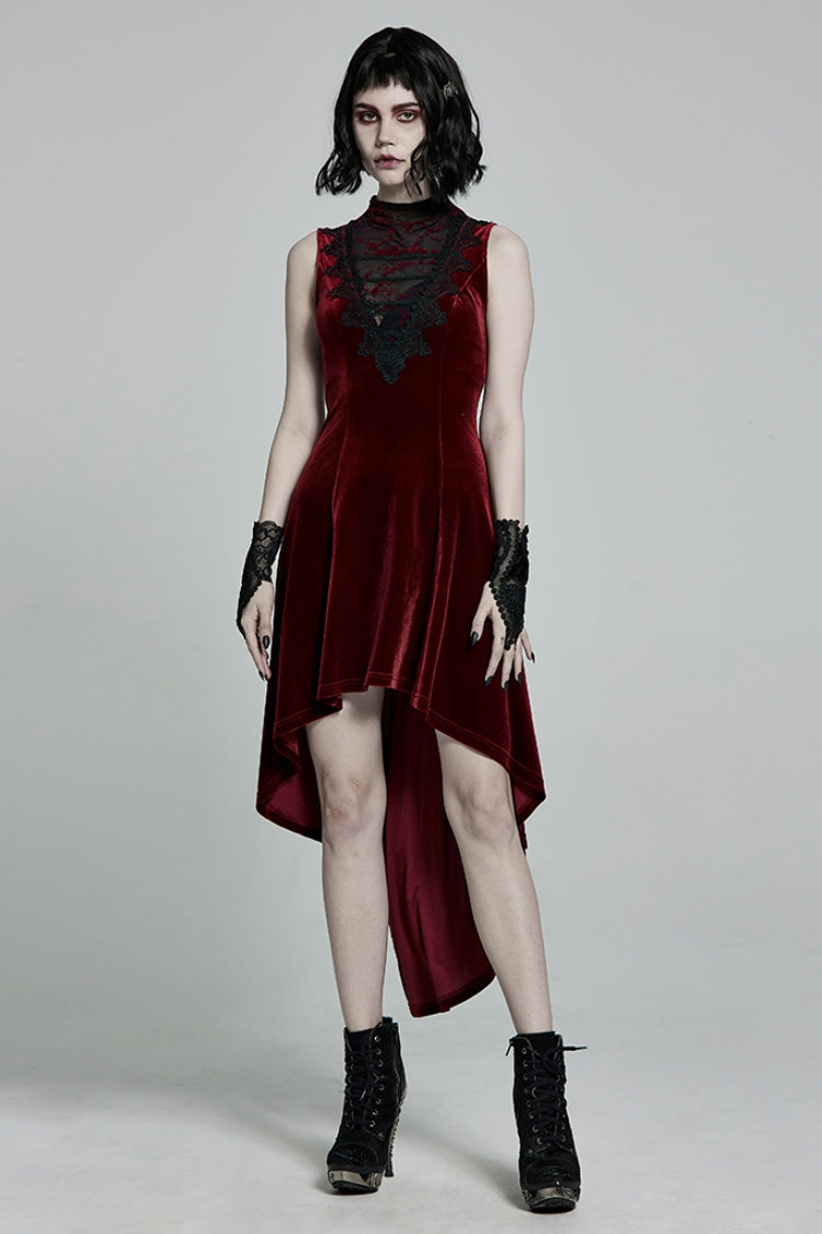 Sleeveless Stitching Lace-Up Mesh Women's Gothic Dress 2 Colors - Product - 11
