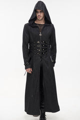 Black Punk Stripe Mechanism Material Adjustable Stitching Fake Girdle Design Slim Fit Men's Coat - Product - 5