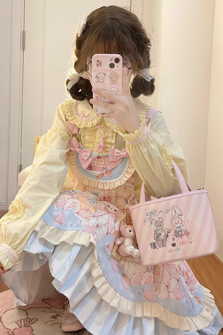 Multi-Color Multi-layer Party Bunny Cat Print Bowknot Sweet Lolita Jsk Dress - Product - 2