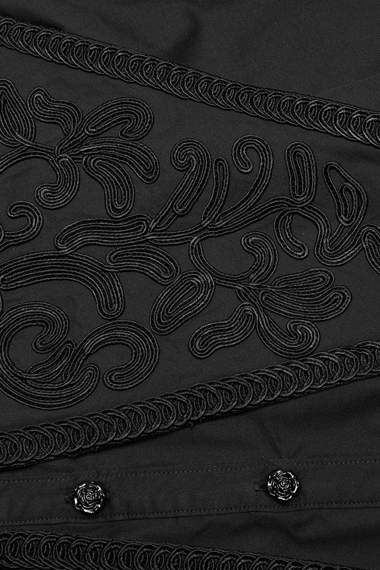 Black Stand Collar Ruffle Lace-Up Women's Gothic Blouse - Product - 7