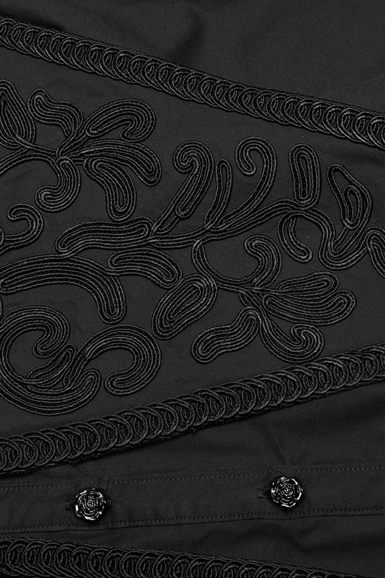 Black Stand Collar Ruffle Lace-Up Women's Gothic Blouse - Product - 7